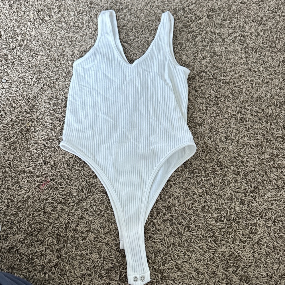 White Ribbed One Piece - Picture 2 of 2